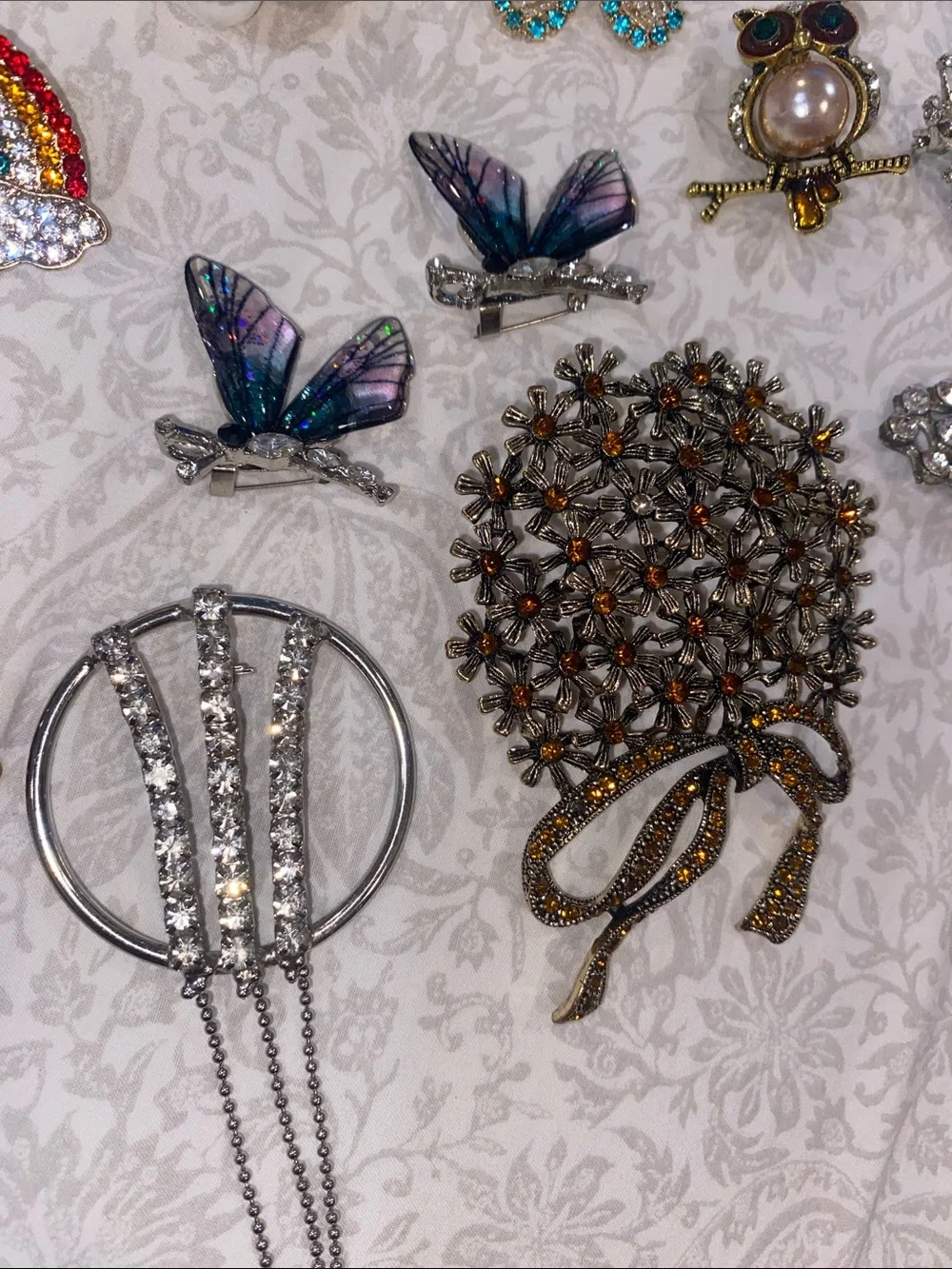Assorted Pink, Blue and Multicolor Women's Jewelry Brooch Collection